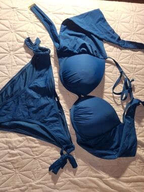 Aqua Royal Blue Two-Piece Bikini Set